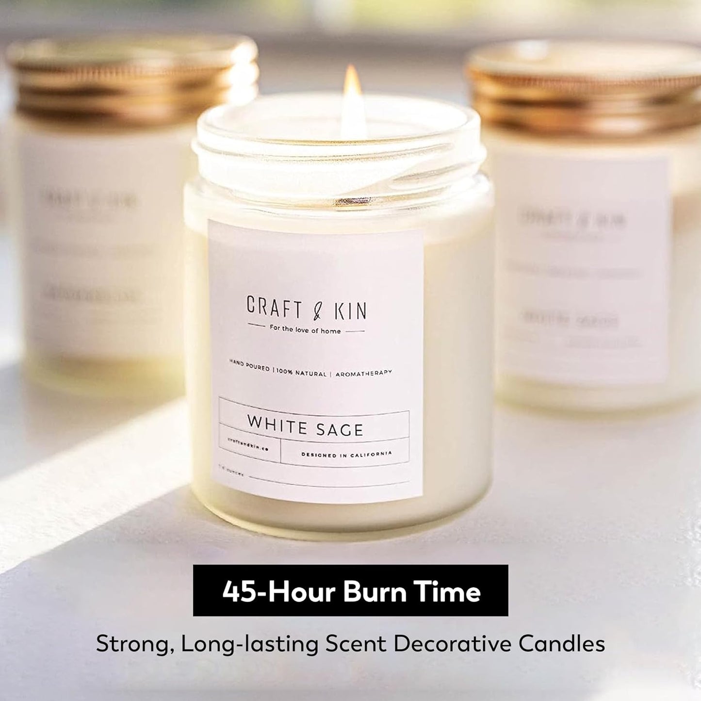 White Sage Candles | Sage Candles for Cleansing House | Summer Candle, Wood Wicked Candles | 8 Oz 45 Hour Burn, Scented Candles for Home Scented Candle Sage, Soy Candles, Masculine Candle