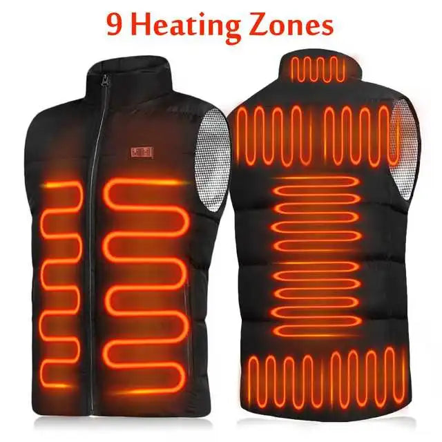 🔌⚡️New🔋9 Places 🔥Heated🔥Vest Men Women Usb Heated Jacket Heating Thermal Clothing🔥🔥