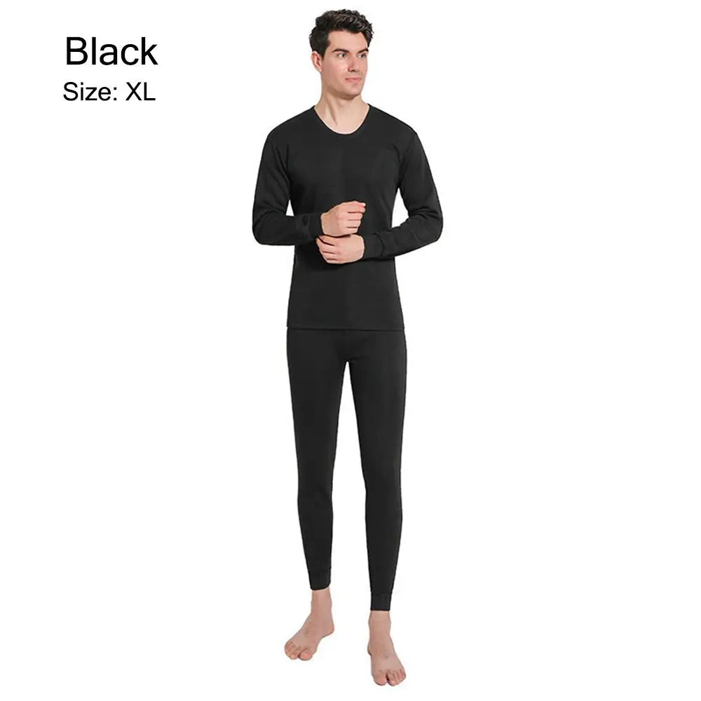 Winter Men Thermal Underwear Set Soft Cotton Fleece-lined Warm Panels Long Johns Top & Bottom Set Thermo Clothing Pajamas