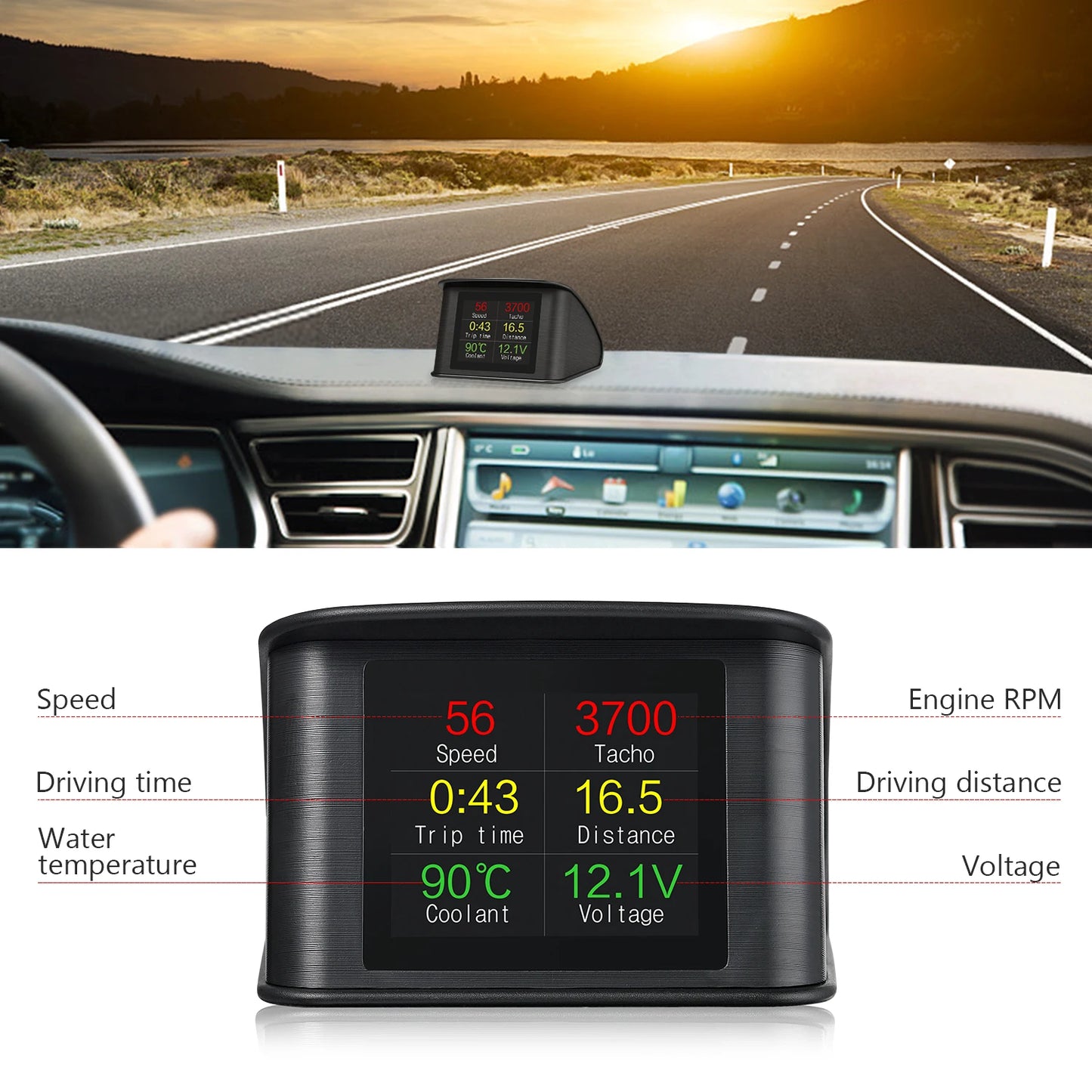 Hud Obd2 Headup Display for Car Smart Gauge Car Head-up Display Digital Speedometer OBD2 Smart Digital Meter Car Diagnostic Tool