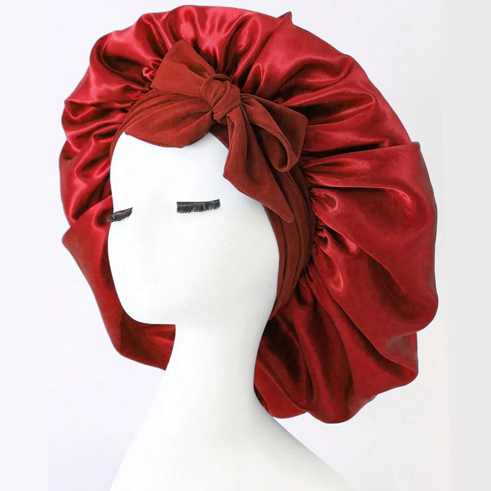 🎀Satin🎀 Bonnet Silk Bonnet Adjustable Bonne For Sleeping Hair Bonnet With Tie Band Bonnets For Women Men