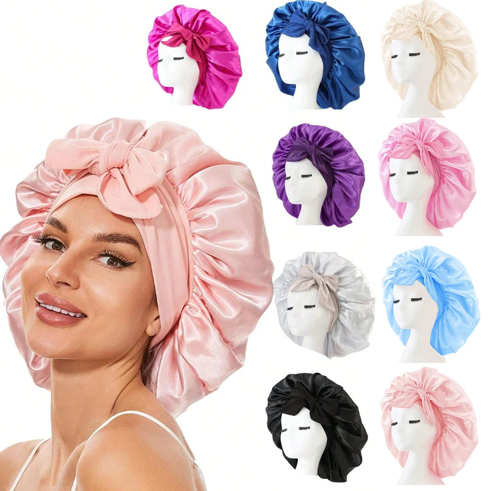 🎀Satin🎀 Bonnet Silk Bonnet Adjustable Bonne For Sleeping Hair Bonnet With Tie Band Bonnets For Women Men