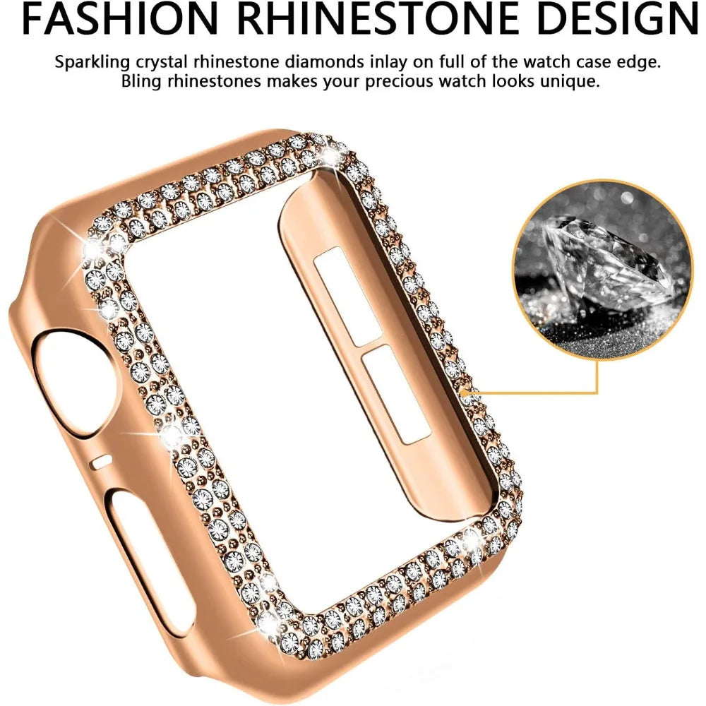 Case for Apple Watch 9/8/7 41mm 45mm Bling Rhinestone Women Protective Case Bumper Frame Cover iWatch Series 40mm 44mm 6/5/4 SE