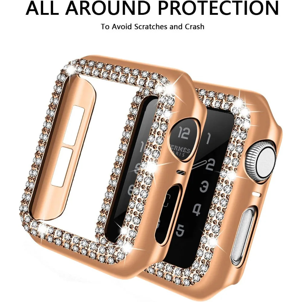 Case for Apple Watch 9/8/7 41mm 45mm Bling Rhinestone Women Protective Case Bumper Frame Cover iWatch Series 40mm 44mm 6/5/4 SE