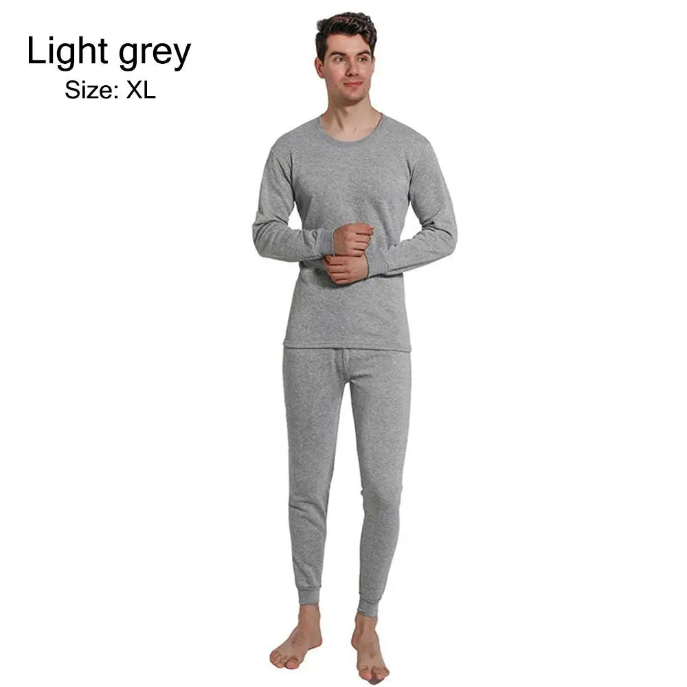 Winter Men Thermal Underwear Set Soft Cotton Fleece-lined Warm Panels Long Johns Top & Bottom Set Thermo Clothing Pajamas