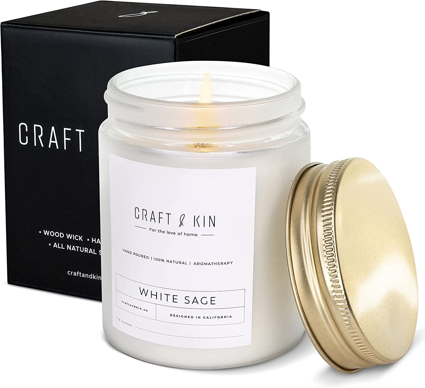 White Sage Candles | Sage Candles for Cleansing House | Summer Candle, Wood Wicked Candles | 8 Oz 45 Hour Burn, Scented Candles for Home Scented Candle Sage, Soy Candles, Masculine Candle