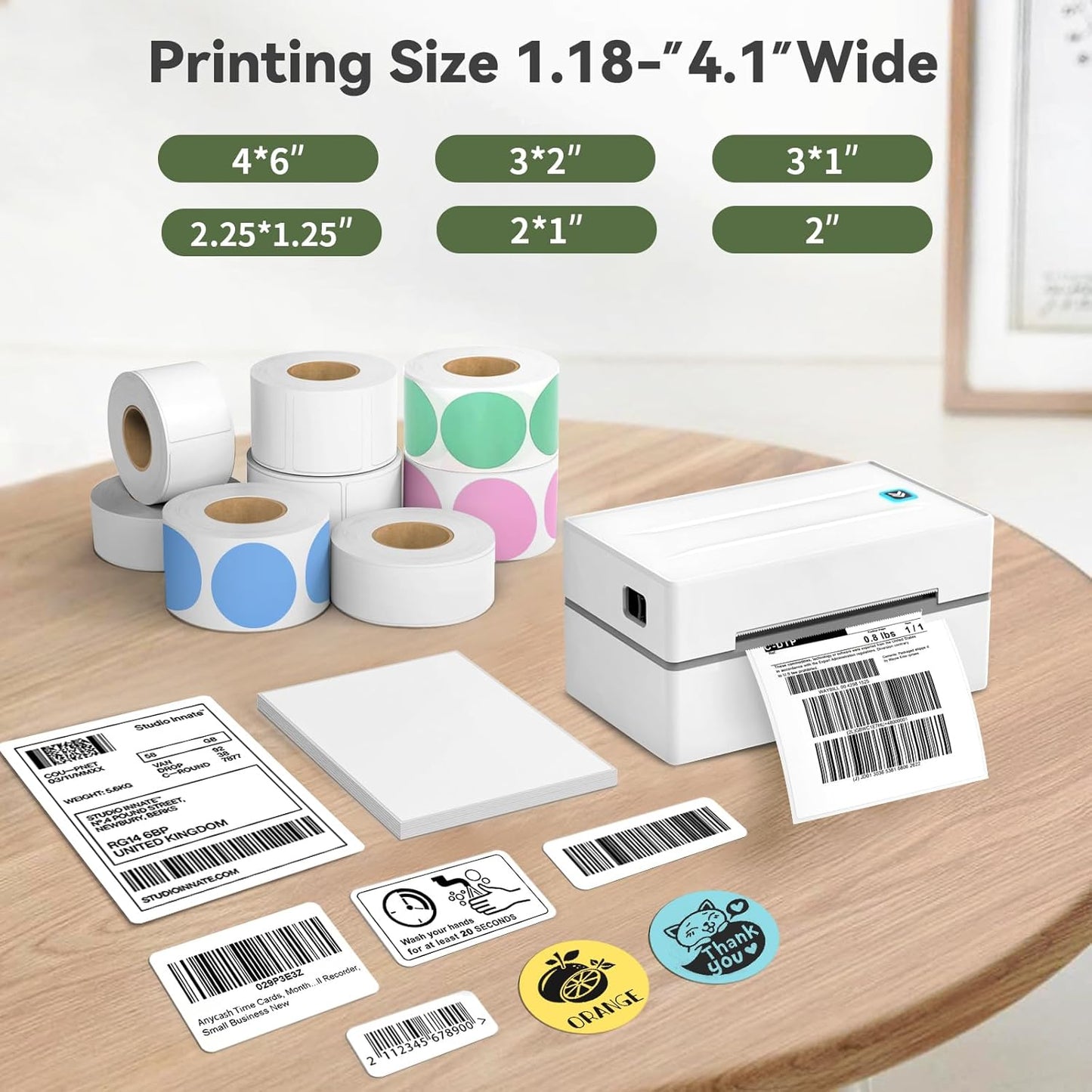 Bluetooth Thermal Shipping Label Printer, Wireless 4X6 Shipping Label Sticker Printer for Small Business and Office, Compatible with Android&Ios Windows, Used for Amazon, Shopify, Etsy USPS